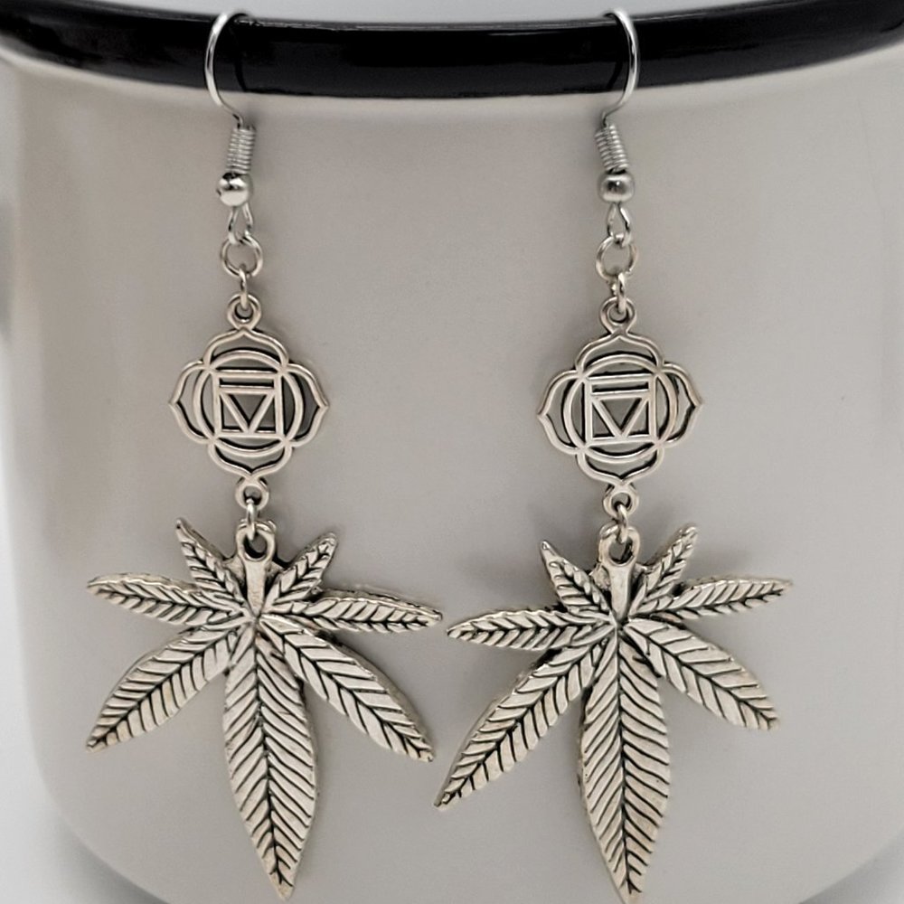 Root Chakra Pot Leaf Earrings Hippie Earrings